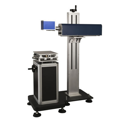 China Blue Flying Laser Marking Machine , Automatic Production Date Laser Etching Machine For Metal supplier